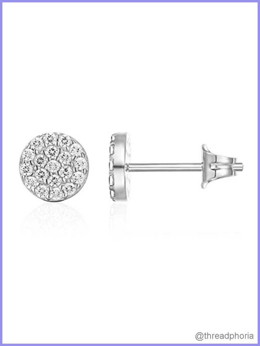 14K Gold Plated 925 Sterling Silver Pave CZ Mini Disc Stud Earrings